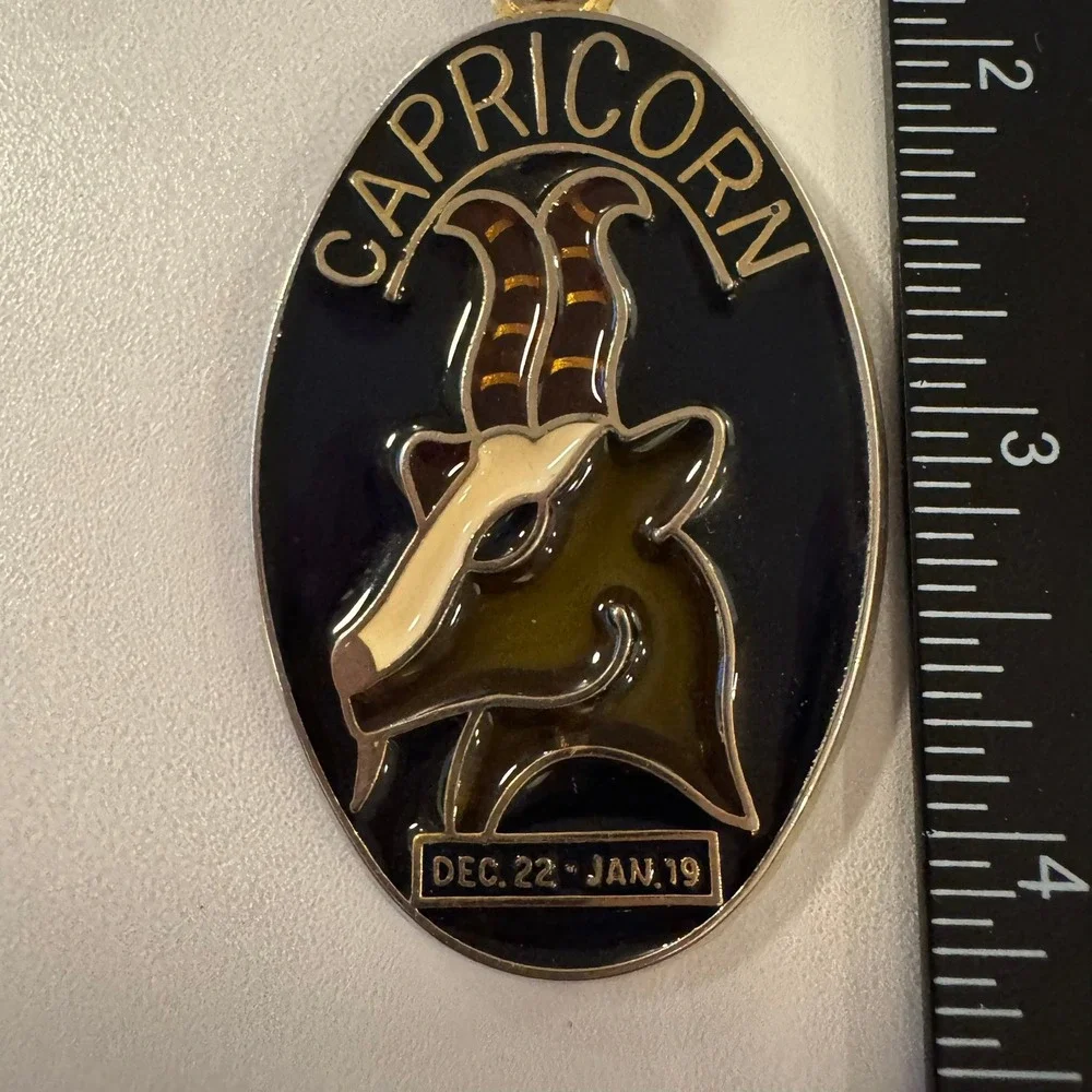 Vintage Capricorn‎ Keychain Zodiac Sign Astrology January Birthday Gift Key Ring